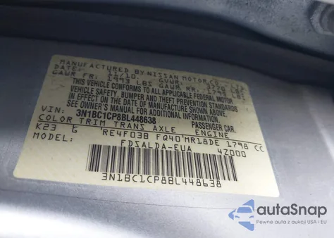 2011 Nissan Versa 1.8S z USA, uszkodzony, nr VIN 3N1BC1CP8BL448638